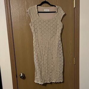 Ronni Nicole Tan Lace Mini Dress